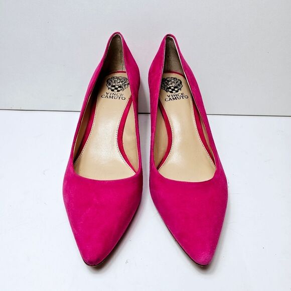 Vince Camuto Suede Fuchsia Pink Low Profile Heel Size 10 LIKE NEW! - Picture 3 of 8